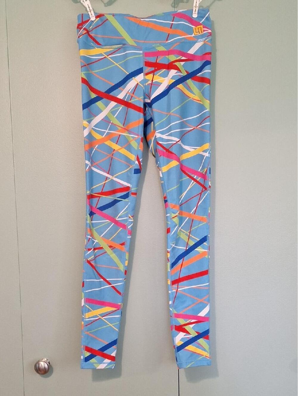 Loudmouth Blue Striped Athletic Pant Golf Legging Size Small